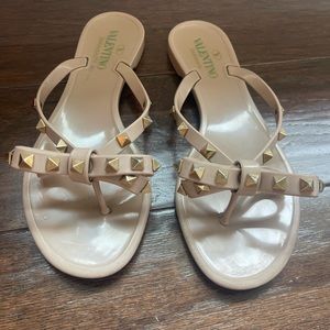 Valentino Garavani PVC Rockstud Women’s Sandals Tan Poudre Size 37
